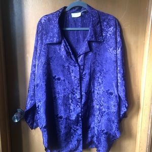 Vintage Victoria’s Secret Purple Paisley Satin Button up